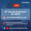 21ª Sessão Ordinária de 2024 será nesta terça-feira (12 de novembro)