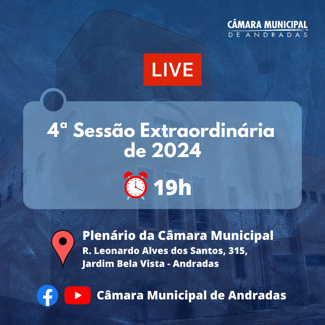 Aviso de 4ª Sessão Extraordinária da Câmara Municipal de Andradas