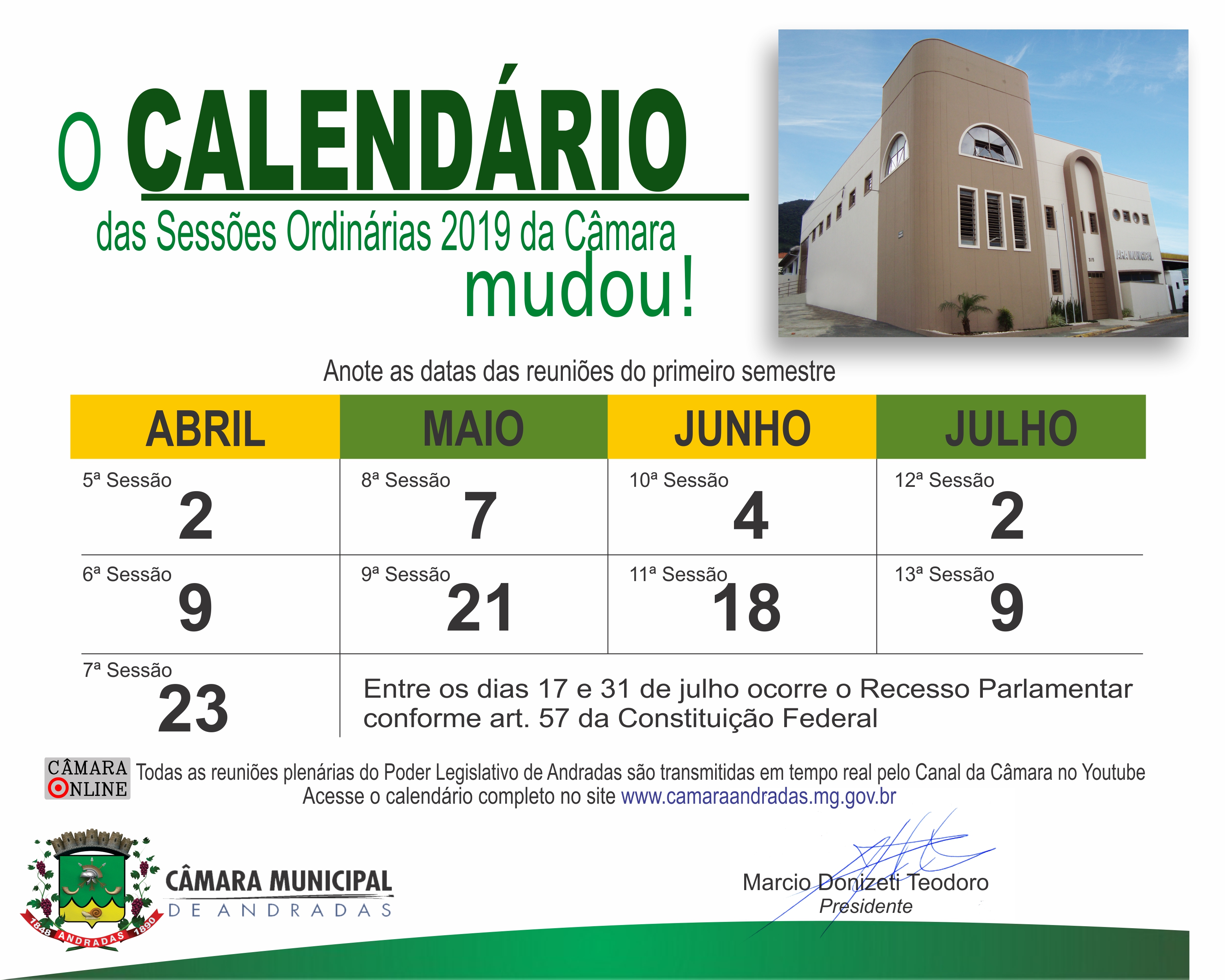 Calendário de 2019