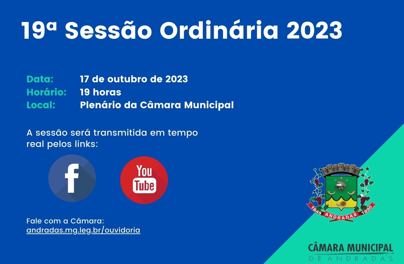 Pauta da 19ª Sessão Ordinária de 17 de outubro de 2023