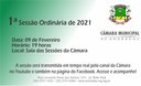 Pauta da 1ª Sessão Ordinária de 2021