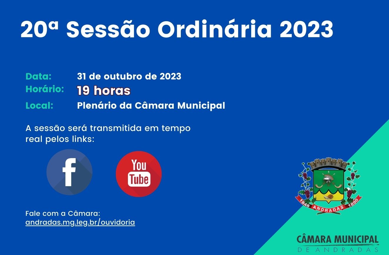 Pauta da 20ª Sessão Ordinária de 31 de outubro de 2023