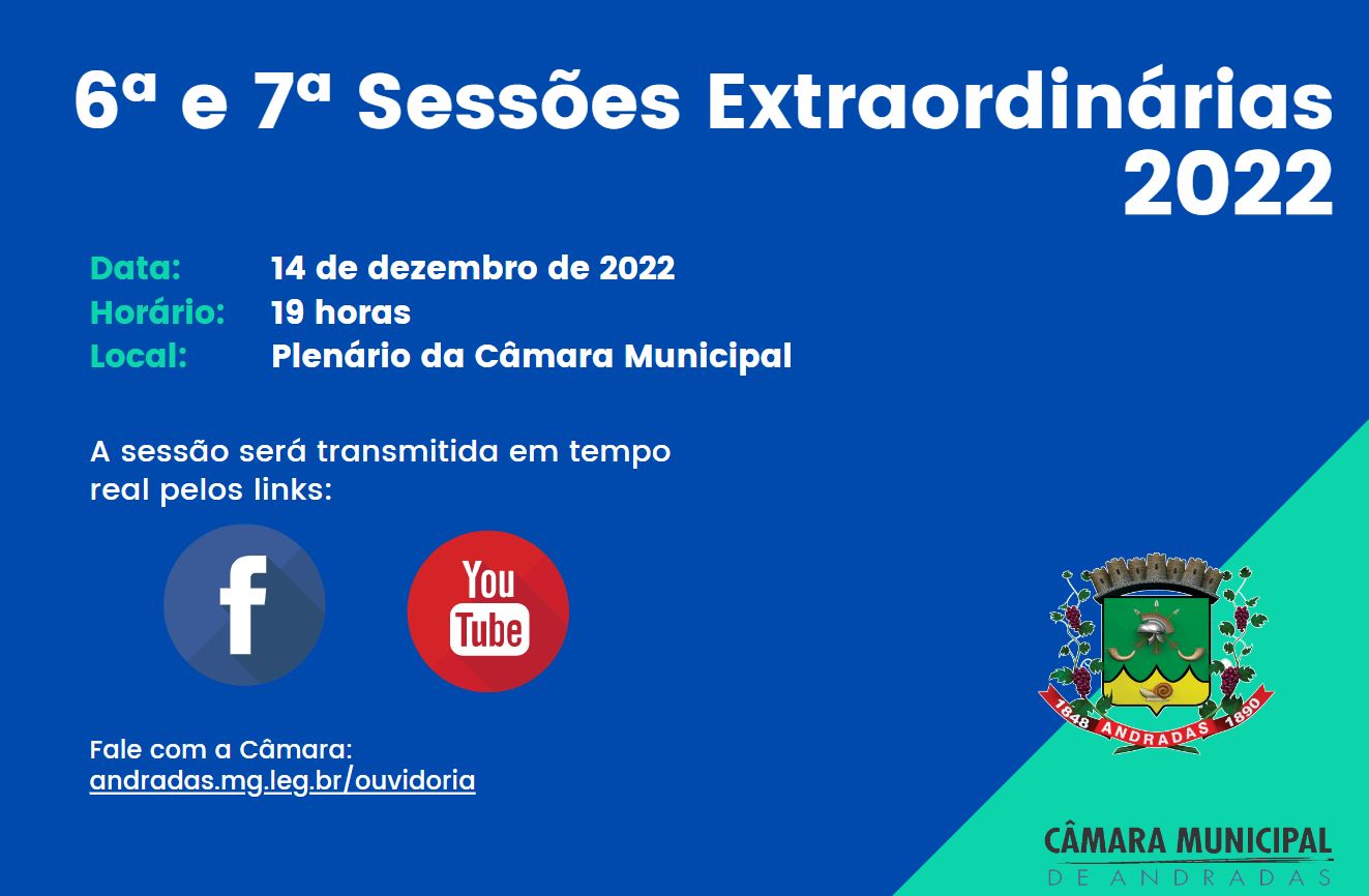 Pautas das 6ª e 7ª Sessões Extraordinárias de 2022